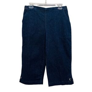 Croft & Barrow Sz 12P Denim Capri Pants Stretch Pull-On Elastic Waist Pockets
